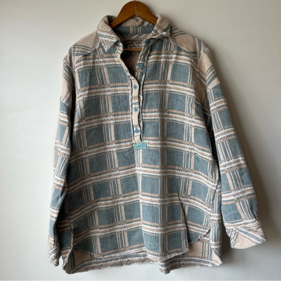 Free People We The Free Arizona Sky Jacquard Plaid Shirt - Picture 2 of 12